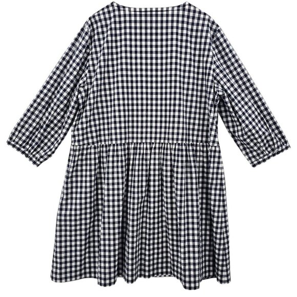 Draper James Womens XL Wanda 3/4 Sleeve Ruffle Front Dress in Navy Gingham - Picture 6 of 14